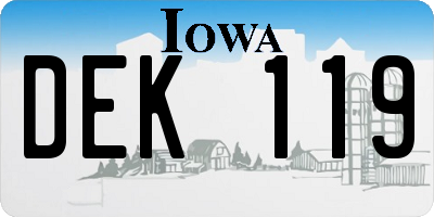 IA license plate DEK119