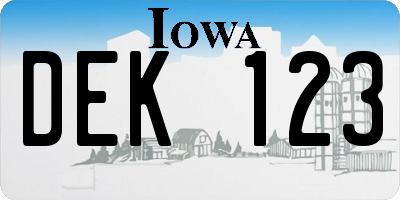 IA license plate DEK123