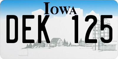 IA license plate DEK125