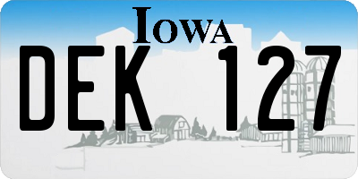 IA license plate DEK127