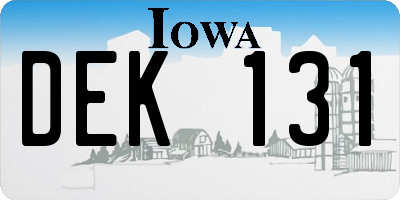 IA license plate DEK131