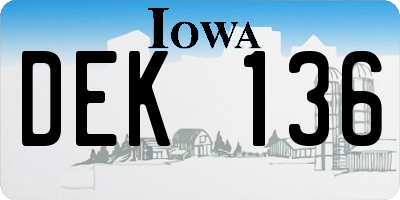 IA license plate DEK136