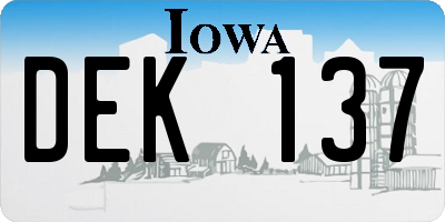 IA license plate DEK137