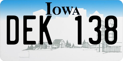 IA license plate DEK138