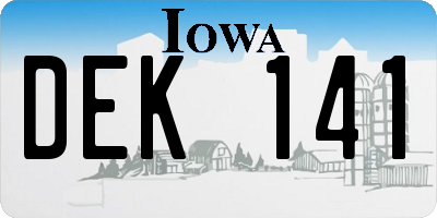 IA license plate DEK141