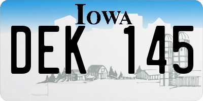 IA license plate DEK145