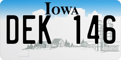 IA license plate DEK146