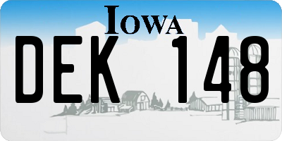 IA license plate DEK148