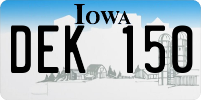 IA license plate DEK150