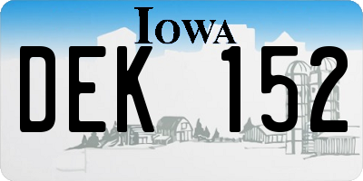 IA license plate DEK152