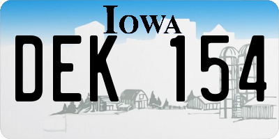 IA license plate DEK154