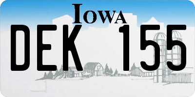 IA license plate DEK155