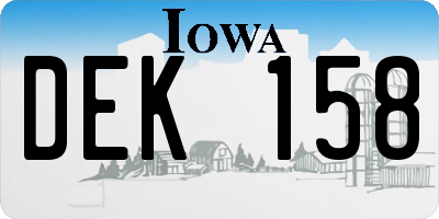 IA license plate DEK158