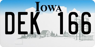 IA license plate DEK166