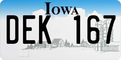IA license plate DEK167