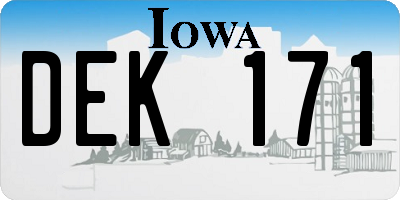 IA license plate DEK171
