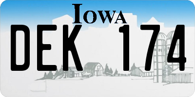 IA license plate DEK174