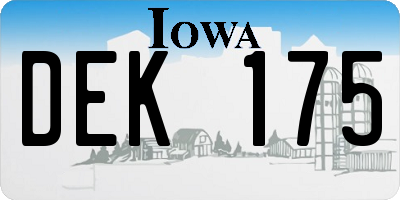 IA license plate DEK175
