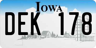 IA license plate DEK178