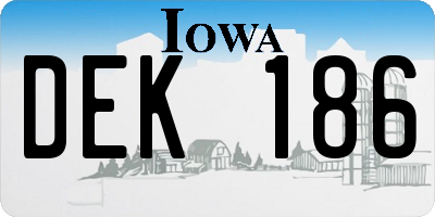 IA license plate DEK186