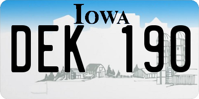 IA license plate DEK190