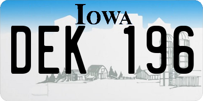IA license plate DEK196
