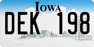 IA license plate DEK198