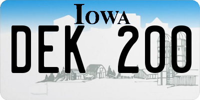 IA license plate DEK200