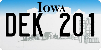 IA license plate DEK201