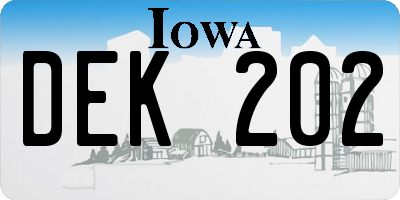 IA license plate DEK202