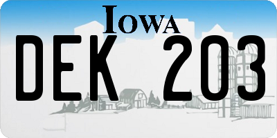 IA license plate DEK203