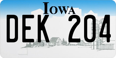 IA license plate DEK204
