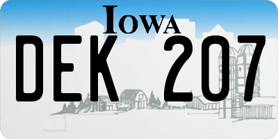 IA license plate DEK207