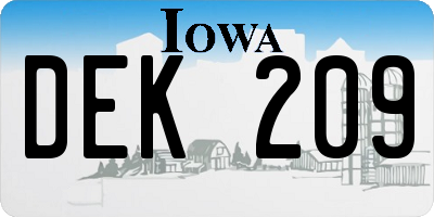 IA license plate DEK209