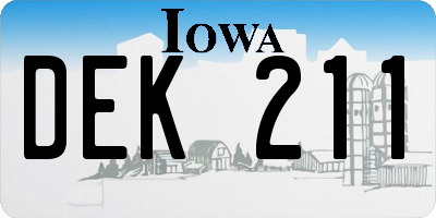 IA license plate DEK211