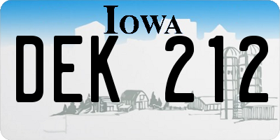 IA license plate DEK212