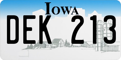 IA license plate DEK213