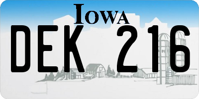 IA license plate DEK216