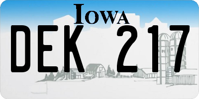 IA license plate DEK217