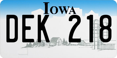 IA license plate DEK218
