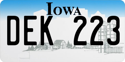 IA license plate DEK223