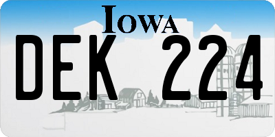 IA license plate DEK224