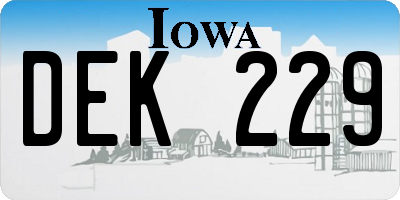 IA license plate DEK229