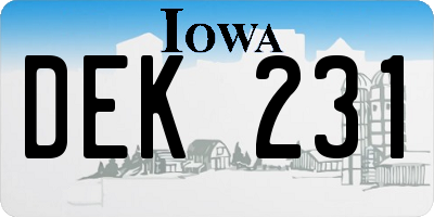 IA license plate DEK231