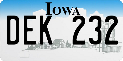 IA license plate DEK232