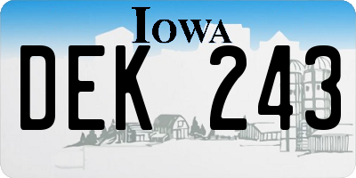 IA license plate DEK243