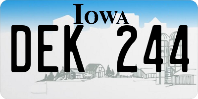 IA license plate DEK244