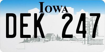 IA license plate DEK247