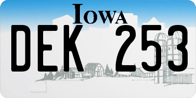 IA license plate DEK253