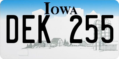 IA license plate DEK255